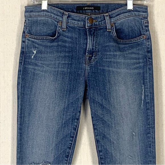 J Brand Distressed Mid-Rise Super Skinny Jeans in 'Revenge' Wash - Size 28 - Picture 3 of 16